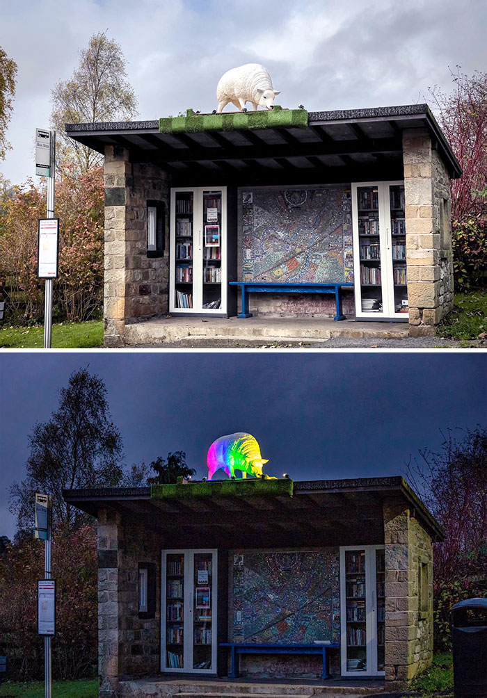 It's Not Every Day You Find Yourself Installing A Life-Size Sheep On The Roof Of The Village Bus Shelter, But Today Was Such A Day