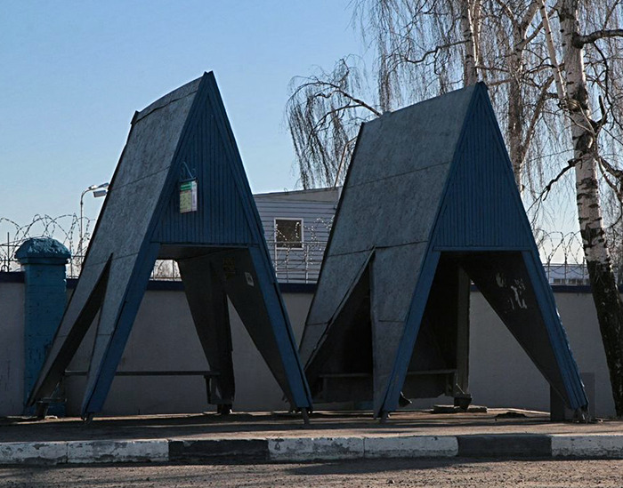 Post-Soviet Bus Stop In The Zelenodolsk Industrial Zone