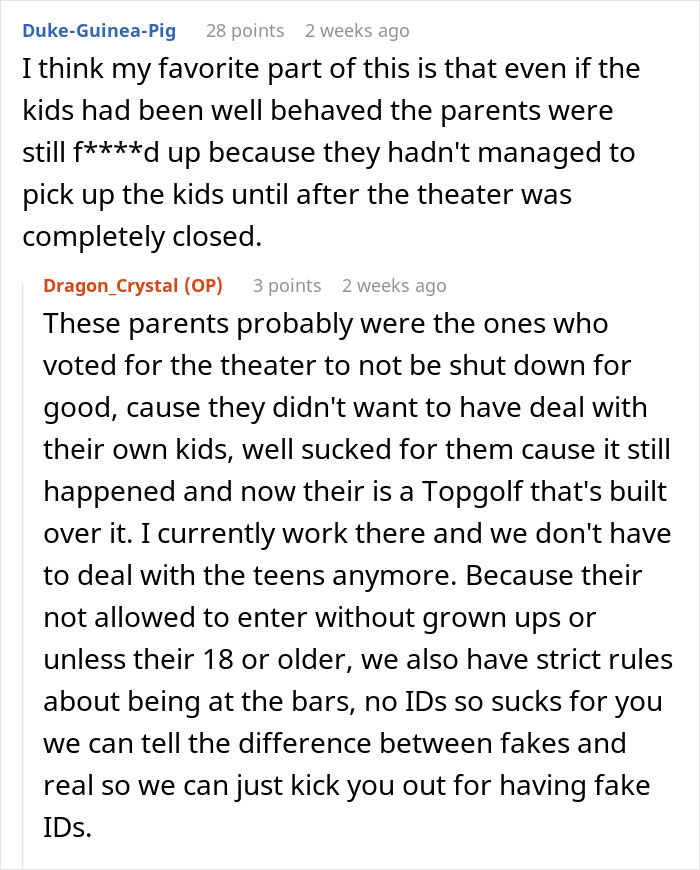 "We're A Movie Theater, Not A Free Babysitting Service": Karen Threatens To Sue Cinema For "Making" Her Kids Walk Home At Night