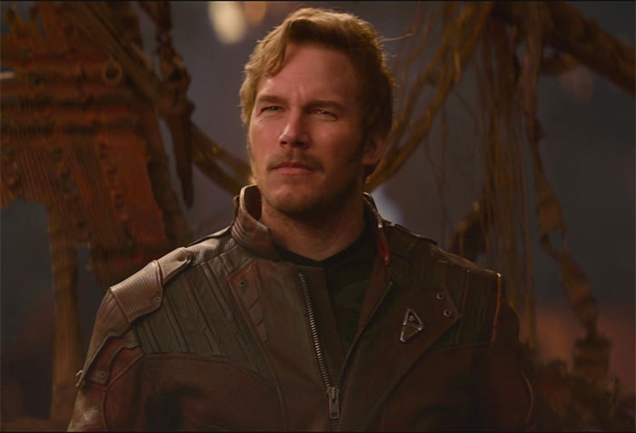 Peter Quill in leather jacket