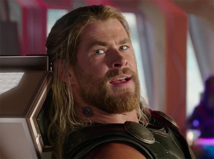 Thor is sitting and talking