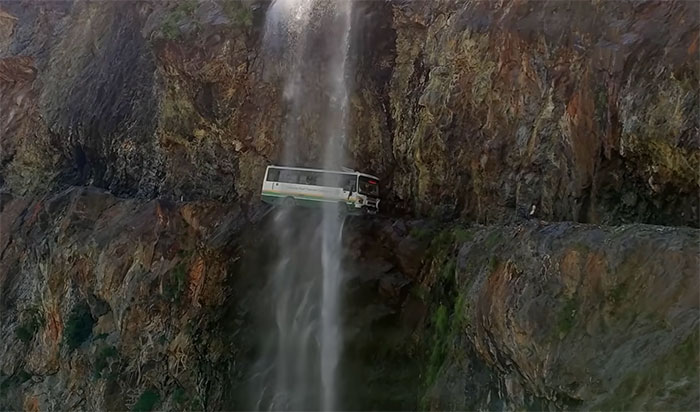 Picture of person driving at Killar to Pangi road Via Kishtwar in India