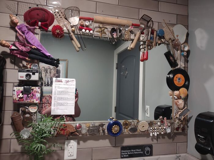 I Needed To Use The Ladies' Room At The Restaurant Before Having Lunch. This Is What I Found. Yes, We Still Ate There. No Idea If The Men's Room Was Similar