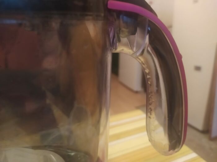 Water Flows Into This Pitcher's Handle, And The Top Of That Is Not Detatchable. What Were They Thinking Really?