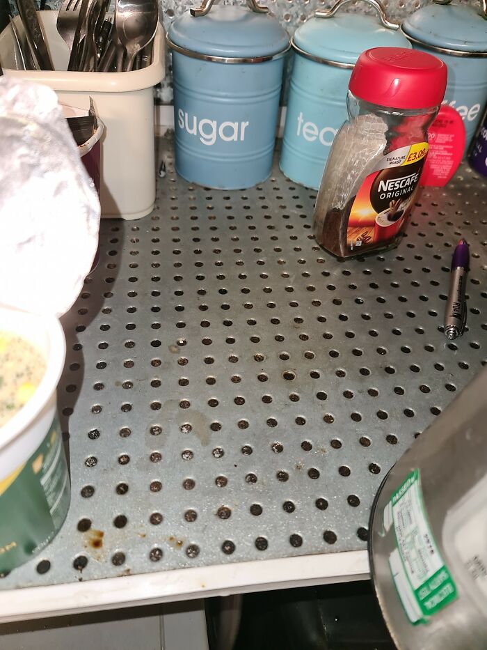 This Is The Worktop In A Kitchen. Dirt Just Gets Accumulated In All The Dimples