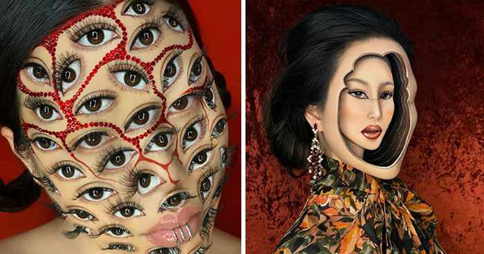This Makeup Artist Creates The Most Fascinating Optical Illusion Looks, And You Might Need To Look At Them Twice To Figure It Out (31 New Pics)