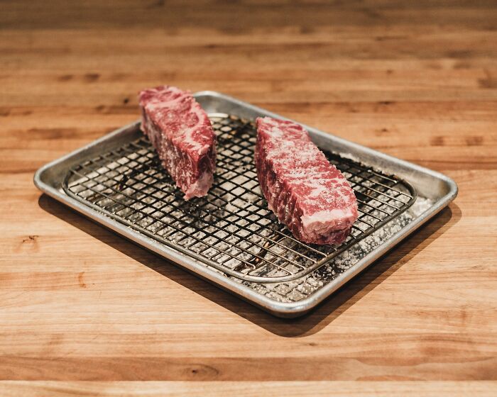 Wagyu Beef In A A Metal Sheet 
