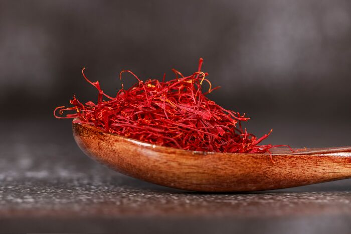 Saffron In A Wooden Spoon