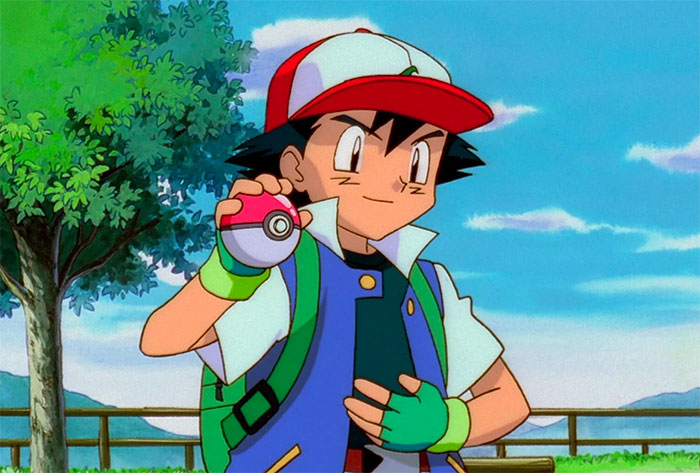Ash Ketchum standing and holding poke ball in his right hand - 87