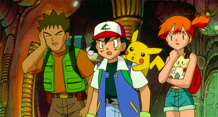 Ash Ketchum with Pikachu on his back, Brock and Misty - 14