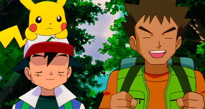 Brock Harrison, Ash Ketchum and Pikachu in forest - 89