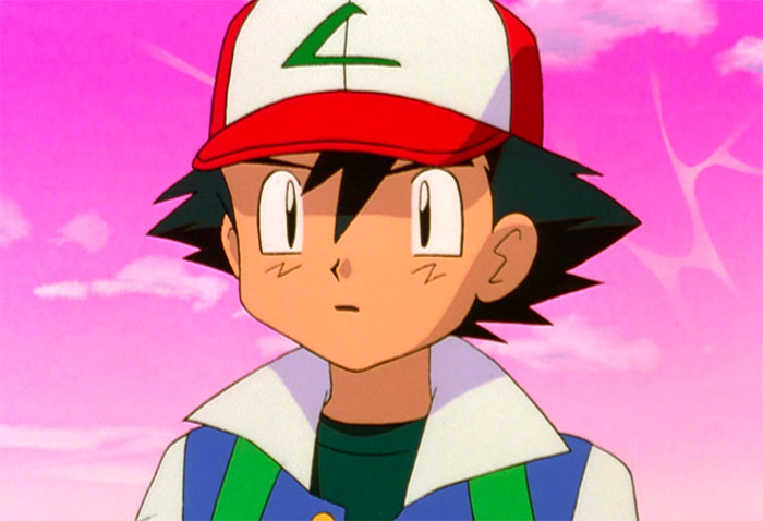 Ash Ketchum looks surprised and a pink vivid background - 50