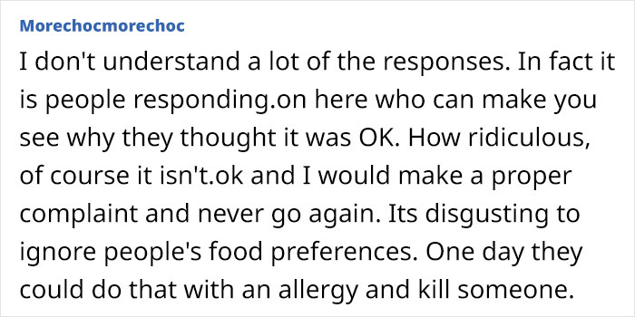 Parent Takes Vegan Daughter To A Restaurant, Waitress Reveals Her 'Vegan' Dish Had Butter In It, Leaving The Parent Livid Parent Takes Vegan Daughter To A Restaurant, Waitress Reveals Her 'Vegan' Dish Had Butter In It, Leaving The Parent Livid