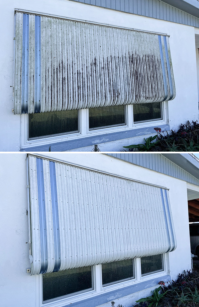 A Little Before And After Action On An Awning In West Florida