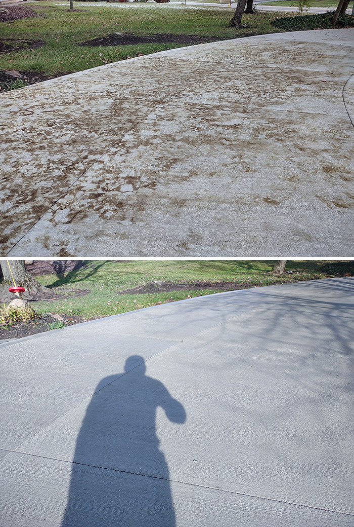 Got Dispatched To Correct Some Vegetation Stains On The Concrete. Before And After