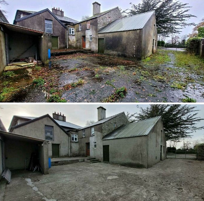 La casa fue construida en 1820. Probablemente sea la primera vez que se lava a presión