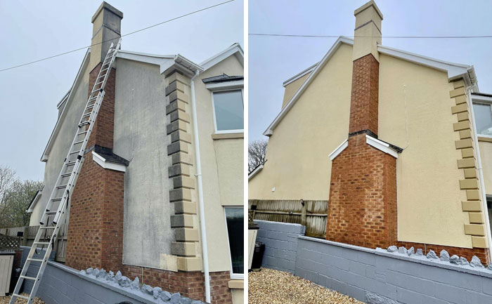 Before And After. The Result Of A Pressure And Soft Wash Combo