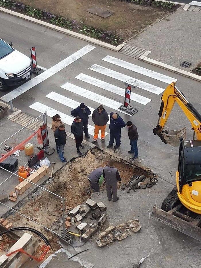 Croatia, One Is Working 8 Are Watching