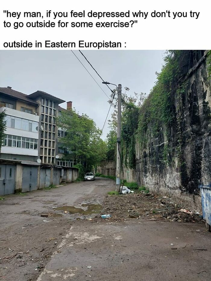 Squatting Slavs In Tracksuits