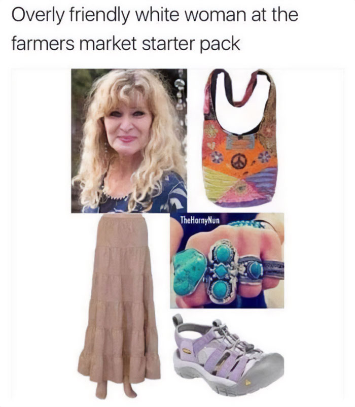Friendly White Woman At Farmers Market Starter Pack