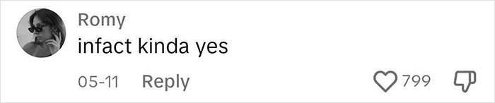 "Comment on viral tattoo artist, agreeing with previous statement, shows 799 likes.