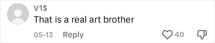 Comment on tattoo artist's viral back piece: "That is a real art brother," with 40 likes.