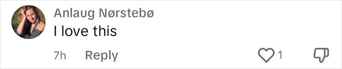 Comment saying "I love this" with a heart and reply icons; relates to viral tattoo artist.