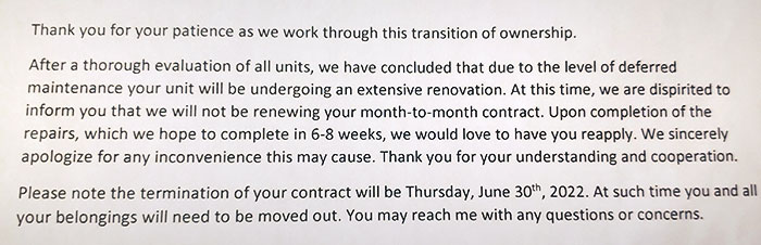 New Landlord Stopped By To Check Out My Apartment That He Already Bought. He Was Super Nice, Shook My Hand, And Left. After 5 Minutes, He Slid By And Put This On My Door