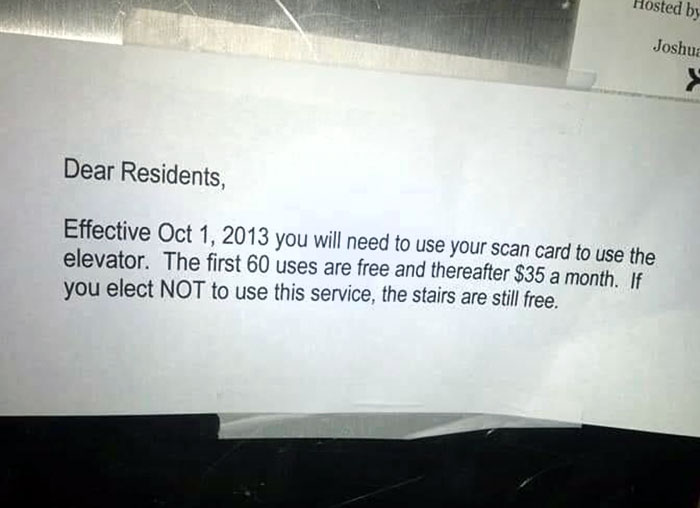 Pretty Nice Of This Landlord To Incentivize His Tenants To Exercise