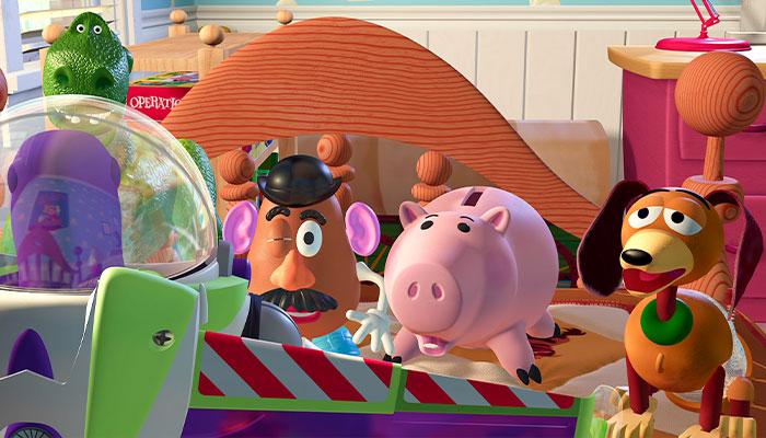 Woodys crew looking at buzz