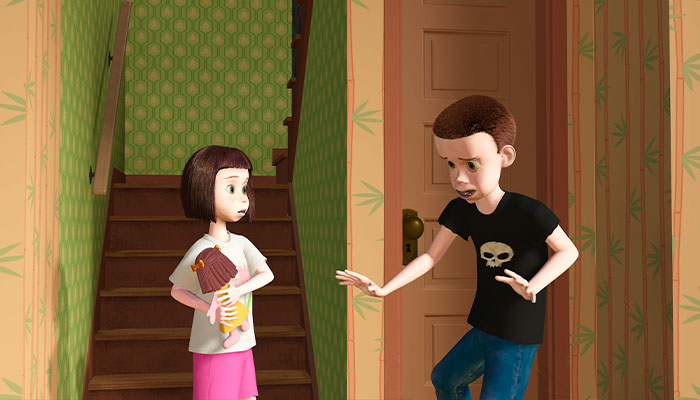 Sid looking scared in front of his sister