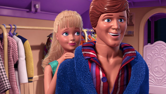 Barbie proudly looking at ken