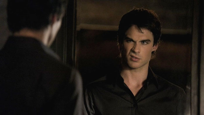 Damon looking at himself