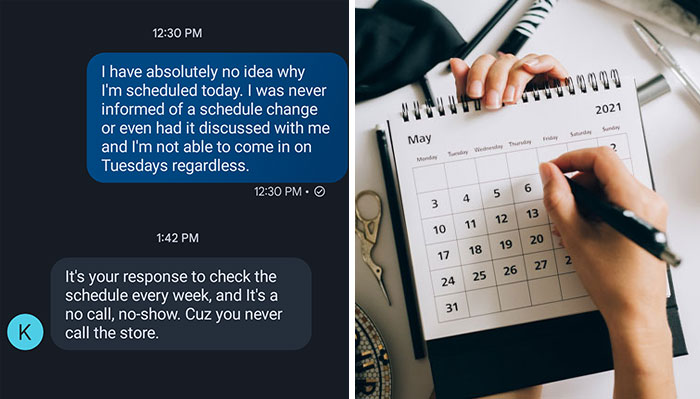 Employee Gets Their Schedule Done By Manager Who “Hates” Them, Wakes Up On Their Day Off To A Voicemail Asking Why They Aren’t At Work