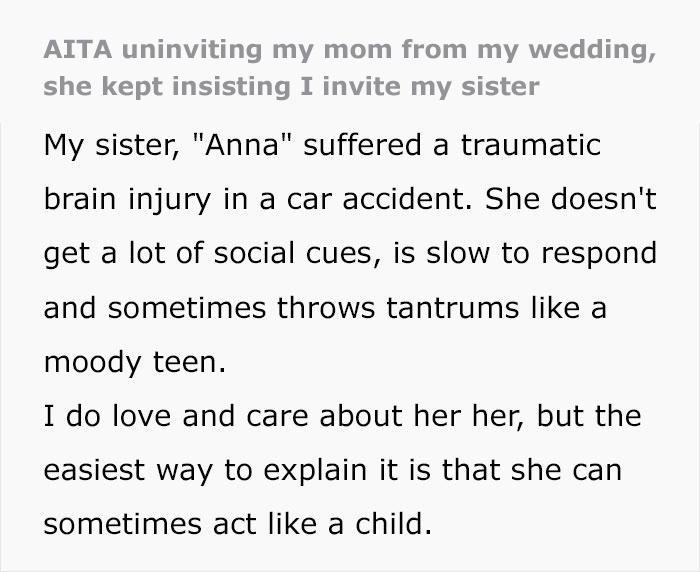 &ldquo;AITA For Uninviting My Mom From My Wedding?&rdquo;: Bride Doesn&rsquo;t Want Her Disabled Sister At Her Wedding, Causing Massive Rift In Family