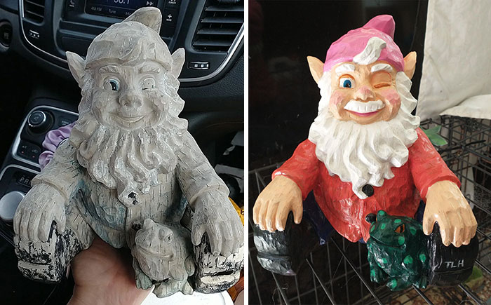 Found This Cute Guy At A Habitat Store. Fixed His Broken Spots, Adding A Winking Eye And Mustache