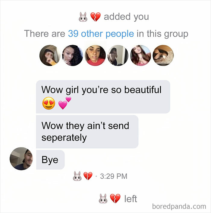 Wow You So Beautiful. Wow Message Didn't Send Separately. Wow Leave Group