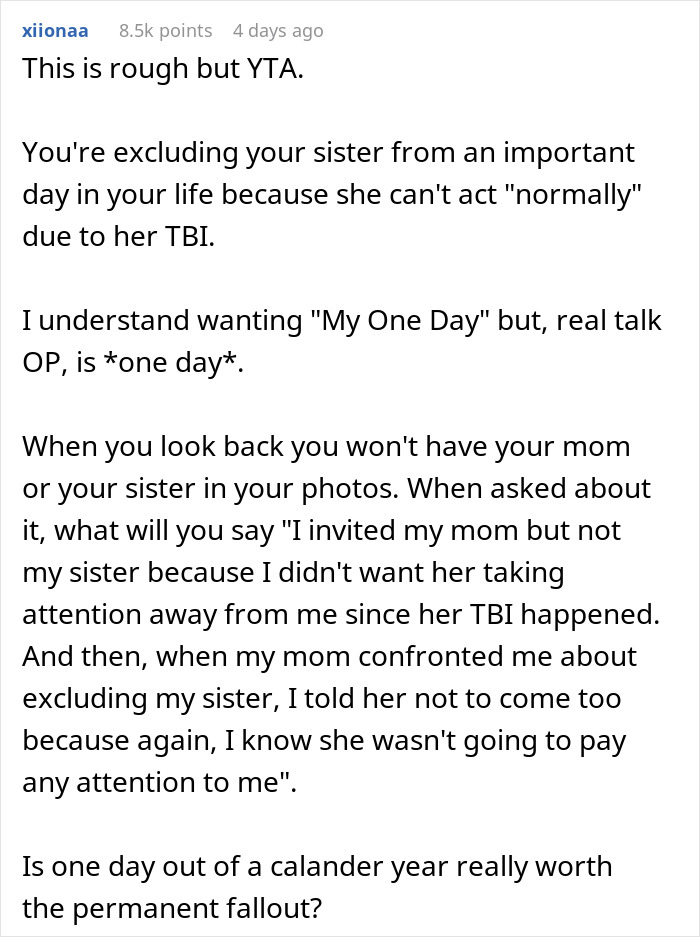 &ldquo;AITA For Uninviting My Mom From My Wedding?&rdquo;: Bride Doesn&rsquo;t Want Her Disabled Sister At Her Wedding, Causing Massive Rift In Family