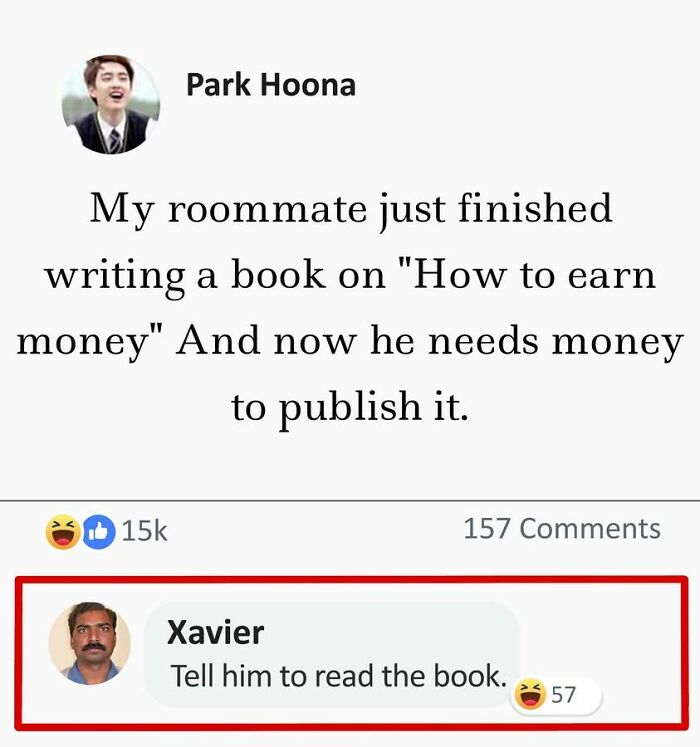 Xavier's funny reply about reading a book on earning money goes viral, sparking laughter online.