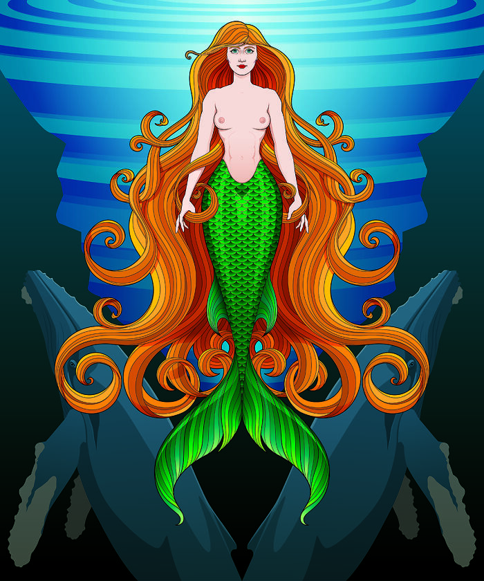 Mermaid With Humpback Whales