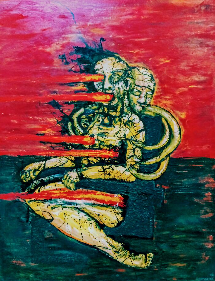 "This Fragile Life 2: Fear." Acrylic On Board 1998