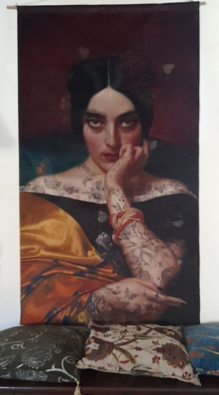 Spent A Bit Too Much On This. A Reproduction On Velvet Canvas With Added Make Up And Tattoos. But What The Heck!