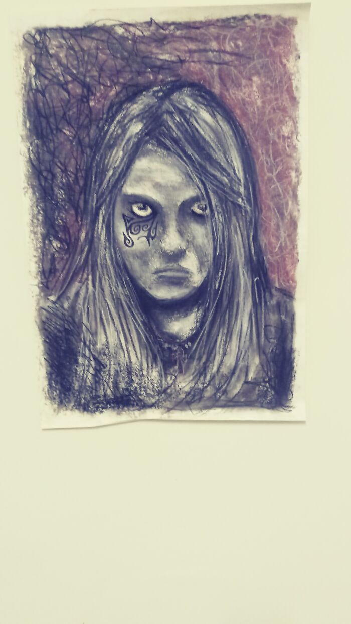 Some Stupid Goth Kid 1992.... ( Charcoal Sketch ) Yeah, Looks Finished But Not To Me, Thrown Aside In Disgust And Never Completed!!