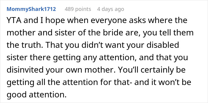 &ldquo;AITA For Uninviting My Mom From My Wedding?&rdquo;: Bride Doesn&rsquo;t Want Her Disabled Sister At Her Wedding, Causing Massive Rift In Family