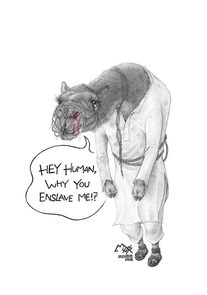 Artist Tries To Raise Awareness About Animal Abuse With These 23 New Uncomfortable Illustrations