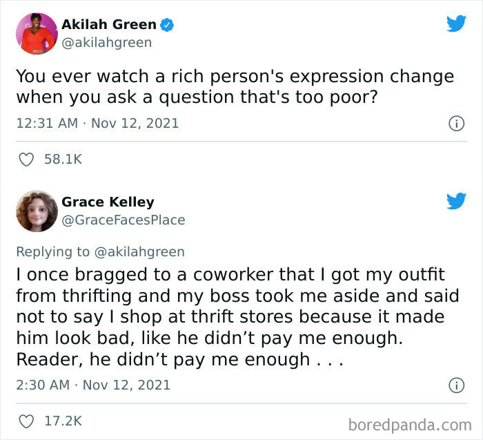 Funny boss meme featuring tweets about co-workers and thrift store shopping.