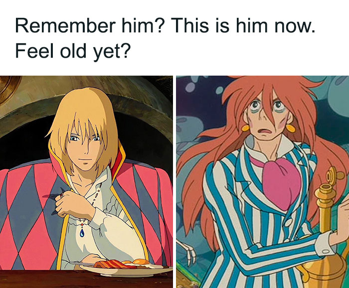 Studio Ghibli meme comparing two characters' transformations humorously.