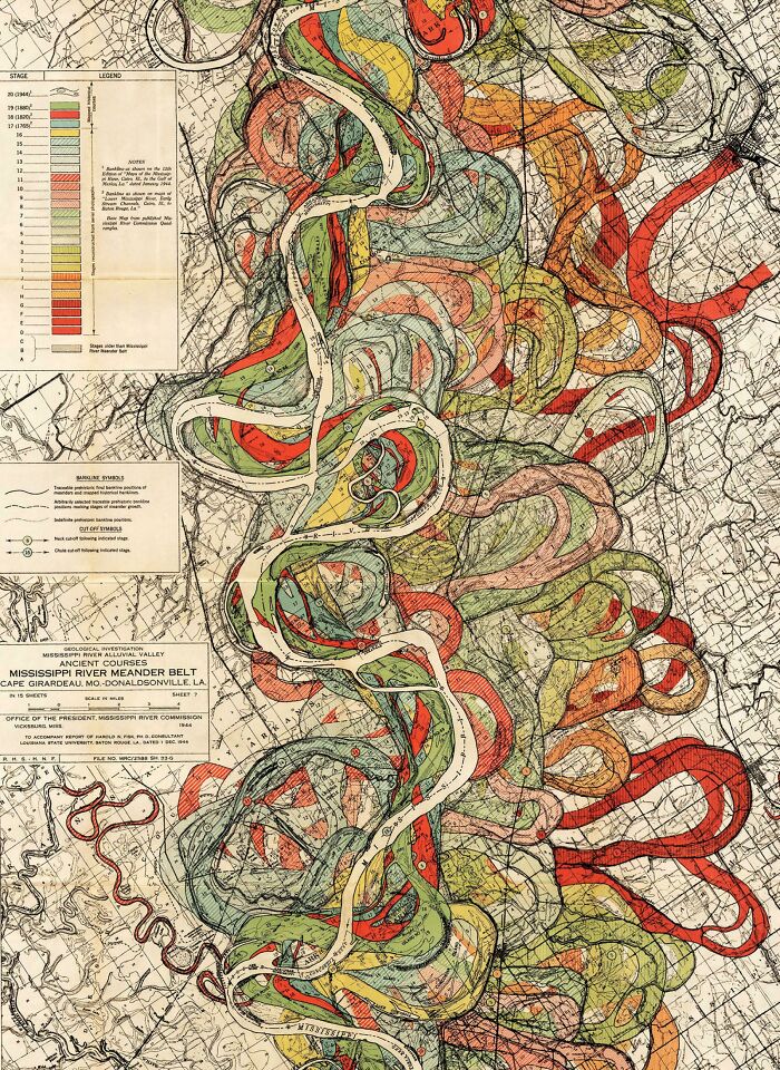 History Of The Mississippi River, As Drawn In 1944