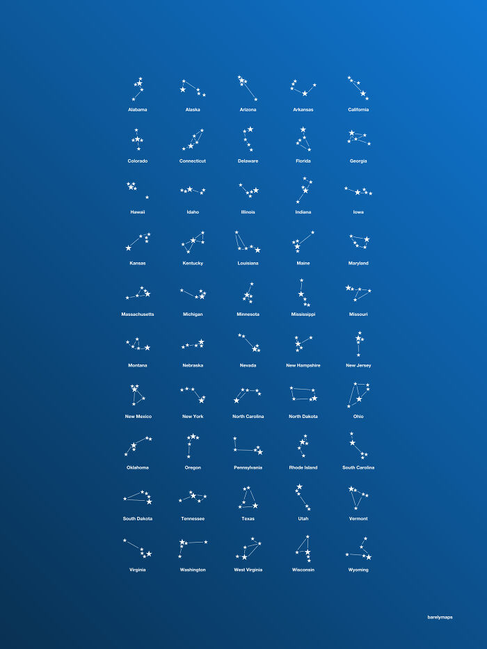 City Constellations: The 5 Largest Cities In Each American State, Mapped