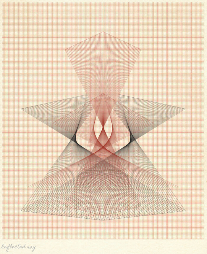 Recreating Lenore Tawney's 1964 Drawing 'Reflected Ray' In Ggplot And Ggpomological [link In Comments]